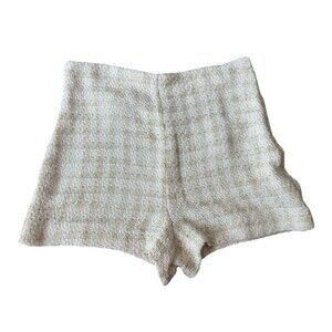 ZARA CHECK TEXTURED BERMUDA SHORTLIKE TWEED MATERIAL, GOLD AND CREAM NEW Size M